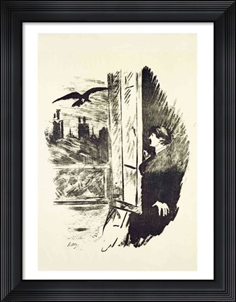 Framed Illustration for &#39;The Raven&#39;, by Edgar Allen Poe, 1875 Print