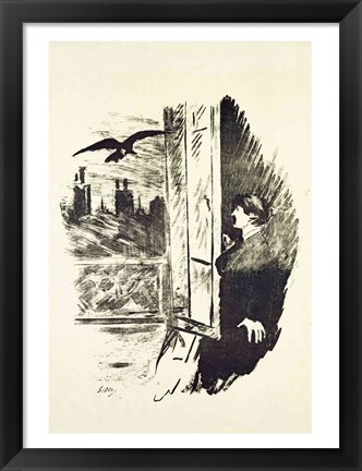 Framed Illustration for &#39;The Raven&#39;, by Edgar Allen Poe, 1875 Print