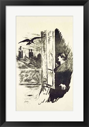 Framed Illustration for &#39;The Raven&#39;, by Edgar Allen Poe, 1875 Print