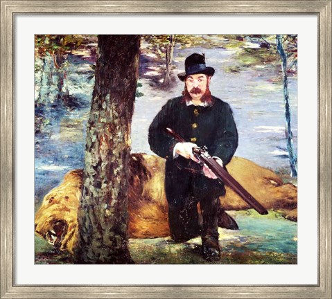 Framed Pertuiset, Lion Hunter, 1881 Print