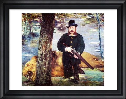 Framed Pertuiset, Lion Hunter, 1881 Print