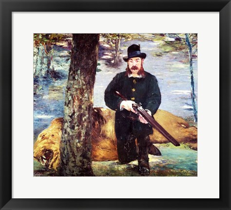 Framed Pertuiset, Lion Hunter, 1881 Print