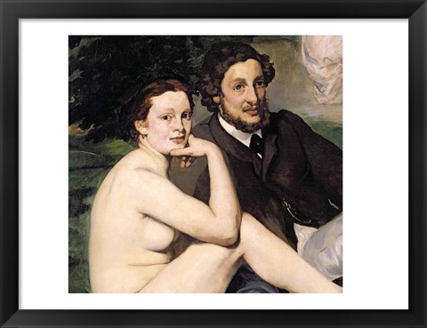 Framed Dejeuner sur l&#39;Herbe, 1863 (seated couple) Print