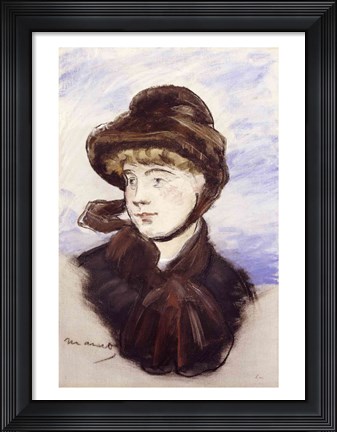 Framed Young Girl in a Brown Hat, 1882 Print