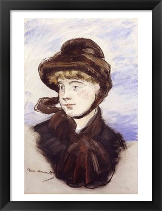 Framed Young Girl in a Brown Hat, 1882 Print