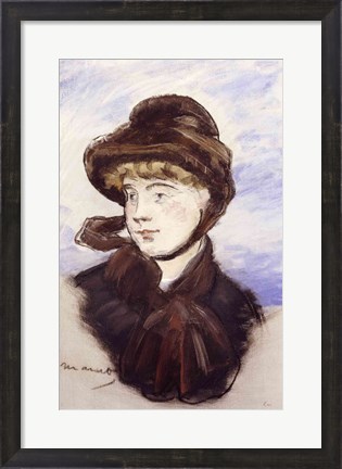 Framed Young Girl in a Brown Hat, 1882 Print