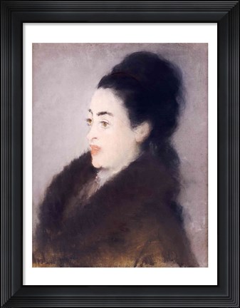 Framed Woman in a Fur Coat in Profile, 1879 Print