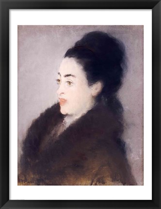 Framed Woman in a Fur Coat in Profile, 1879 Print