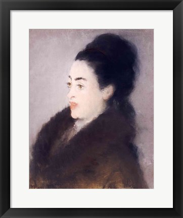 Framed Woman in a Fur Coat in Profile, 1879 Print