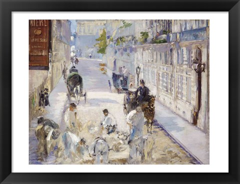 Framed Rue Mosnier with Workmen, 1878 Print