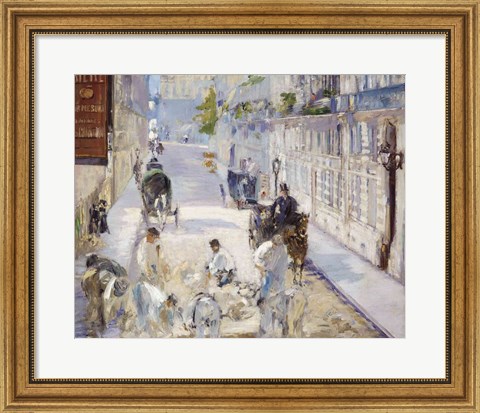 Framed Rue Mosnier with Workmen, 1878 Print