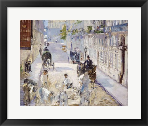 Framed Rue Mosnier with Workmen, 1878 Print