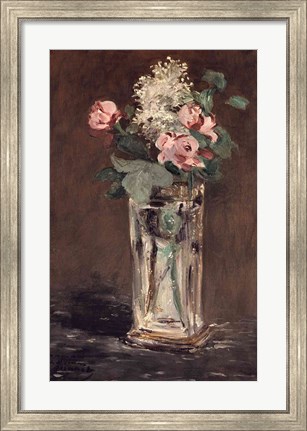 Framed Flowers in a Crystal Vase Print