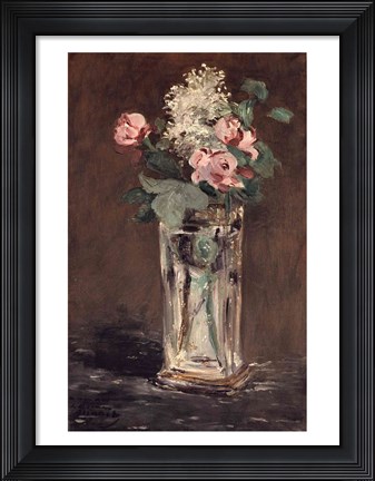 Framed Flowers in a Crystal Vase Print