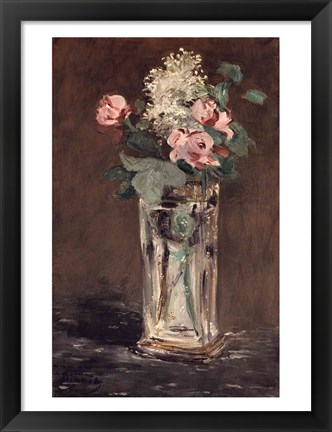 Framed Flowers in a Crystal Vase Print