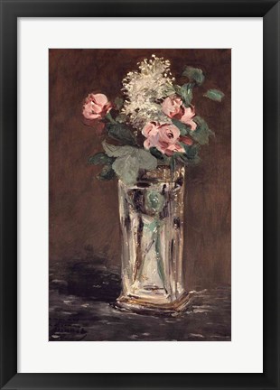Framed Flowers in a Crystal Vase Print