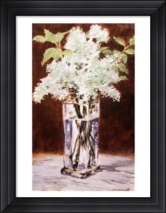 Framed White Lilac in a Crystal Vase, 1882 Print