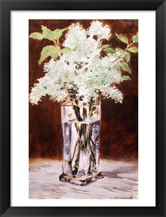 Framed White Lilac in a Crystal Vase, 1882 Print