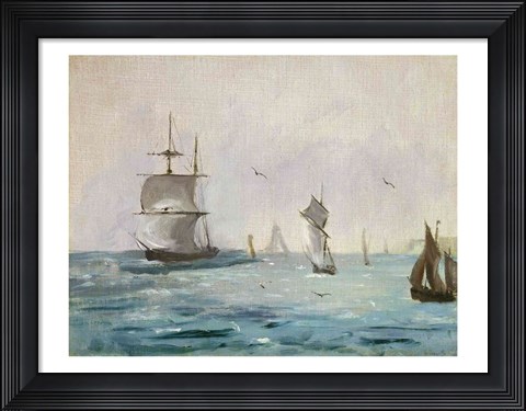 Framed Fishing Boat Arriving, with the Wind Behind, 1864 Print