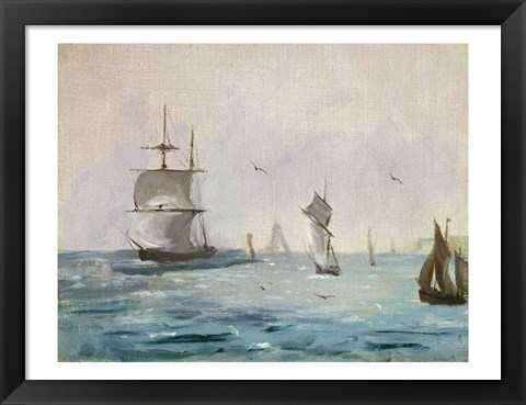 Framed Fishing Boat Arriving, with the Wind Behind, 1864 Print