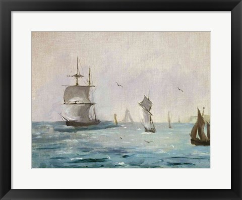 Framed Fishing Boat Arriving, with the Wind Behind, 1864 Print