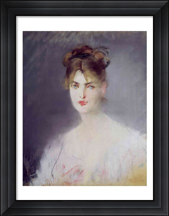 Framed Portrait of a Young Woman with Blonde Hair and Blue Eyes, 1878 Print