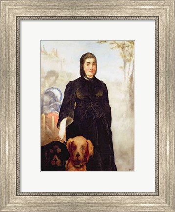 Framed Woman With Dogs, 1858 Print