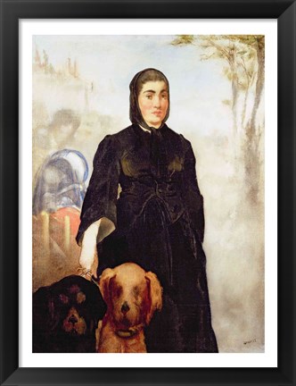 Framed Woman With Dogs, 1858 Print