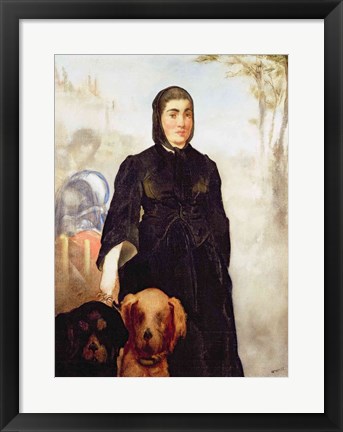 Framed Woman With Dogs, 1858 Print