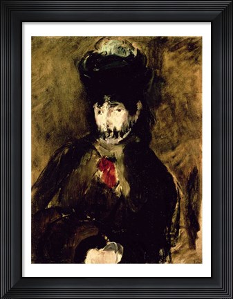 Framed Berthe Morisot Wearing a Veil, 1872 Print