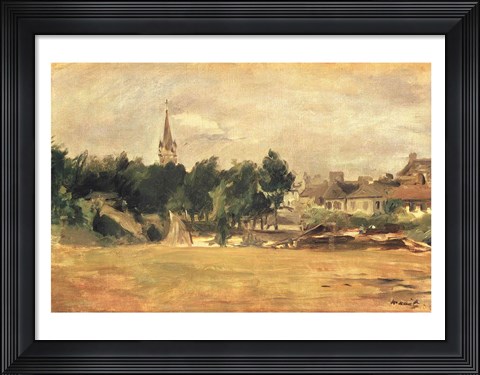 Framed Landscape with a Village Church Print