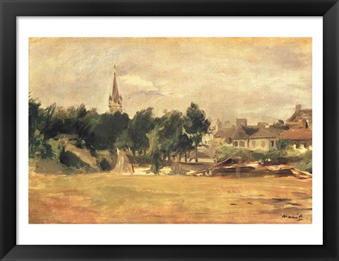 Framed Landscape with a Village Church Print