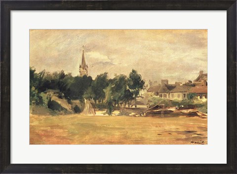 Framed Landscape with a Village Church Print