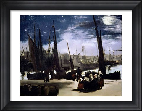 Framed Moonlight on Boulogne Harbour, 1868 Print