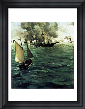 Framed Battle of Kearsage and Alabama, 1864 Print
