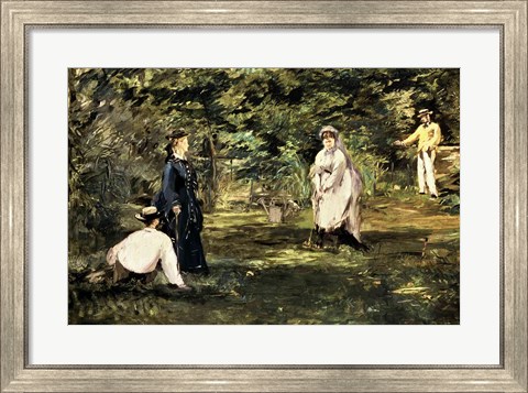 Framed Game of Croquet, 1873 Print