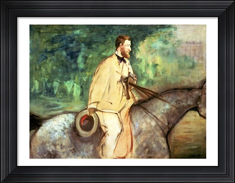 Framed Portrait of Gillaudin on a horse Print