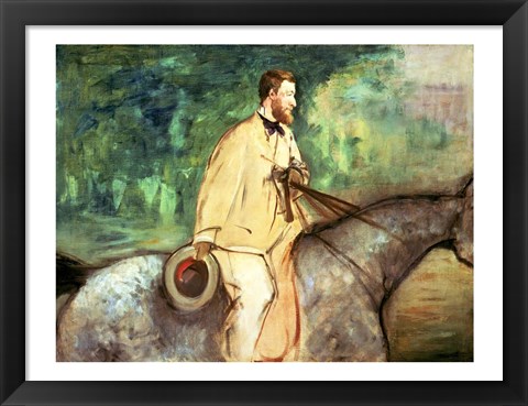 Framed Portrait of Gillaudin on a horse Print