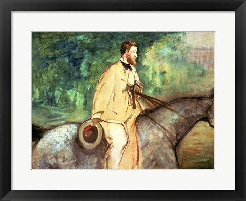Framed Portrait of Gillaudin on a horse Print