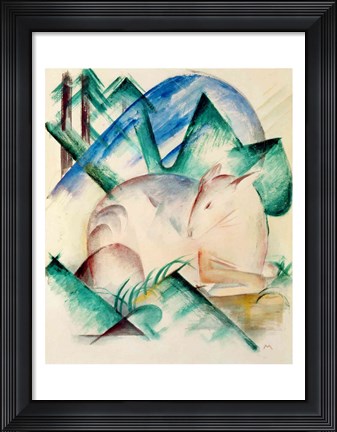 Framed Sleeping Deer Print