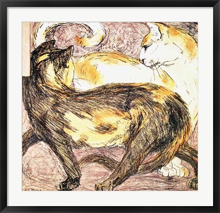 Framed Two Cats - sketch Print