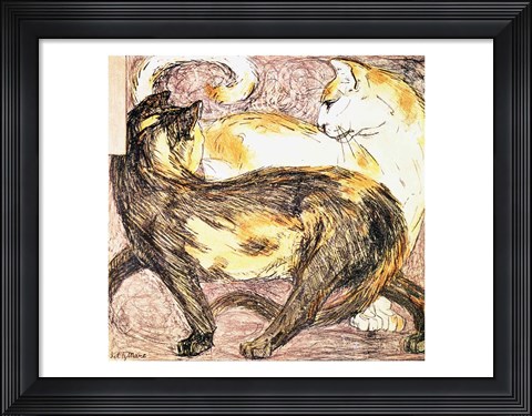 Framed Two Cats - sketch Print