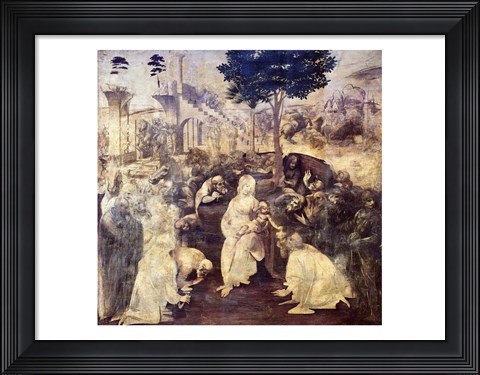 Framed Adoration of the Magi, 1481-2 Print