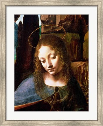 Framed Detail of the Head of the Virgin, from The Virgin of the Rocks Print