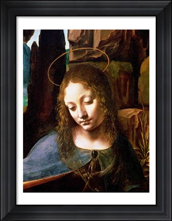 Framed Detail of the Head of the Virgin, from The Virgin of the Rocks Print