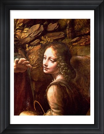 Framed Detail of the Angel, from The Virgin of the Rocks Print