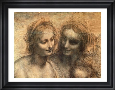 Framed Detail of the Heads of the Virgin and St. Anne, from The Virgin and Child with SS. Print