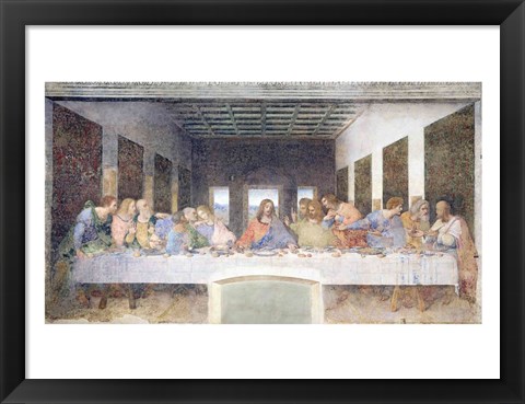 Framed Last Supper, 1495-97 (post restoration) Print