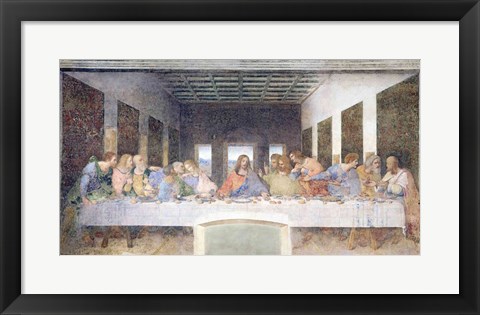 Framed Last Supper, 1495-97 (post restoration) Print