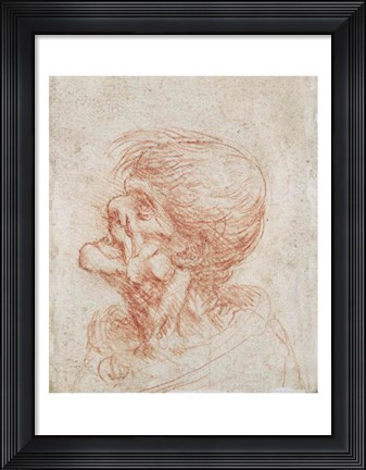 Framed Caricature Head Study of an Old Man Print
